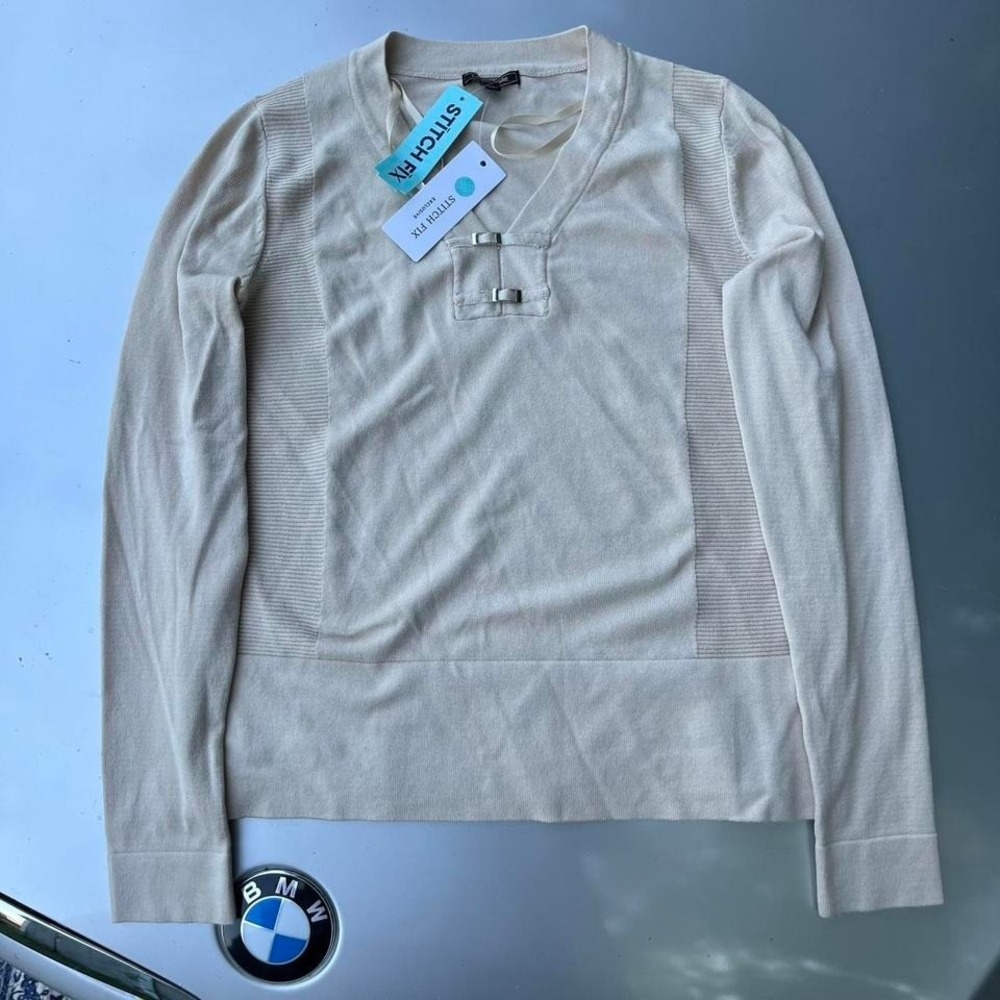 Lety & Me Cream long sleeve shirt with a relaxed fit